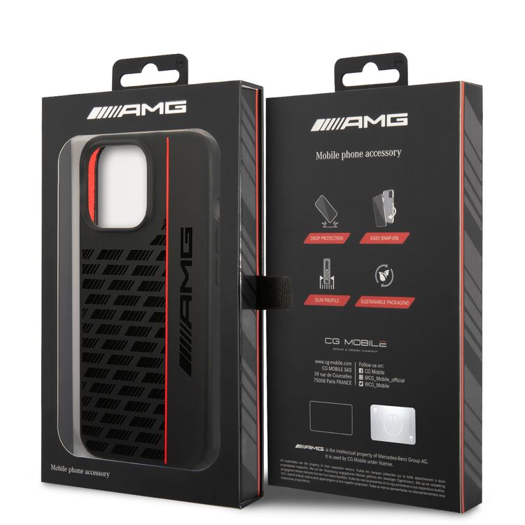 AMG Liquid Silicone Case - Carbon Pattern, Bumper Protection iPhone 14 Pro Max Compatibility - Black