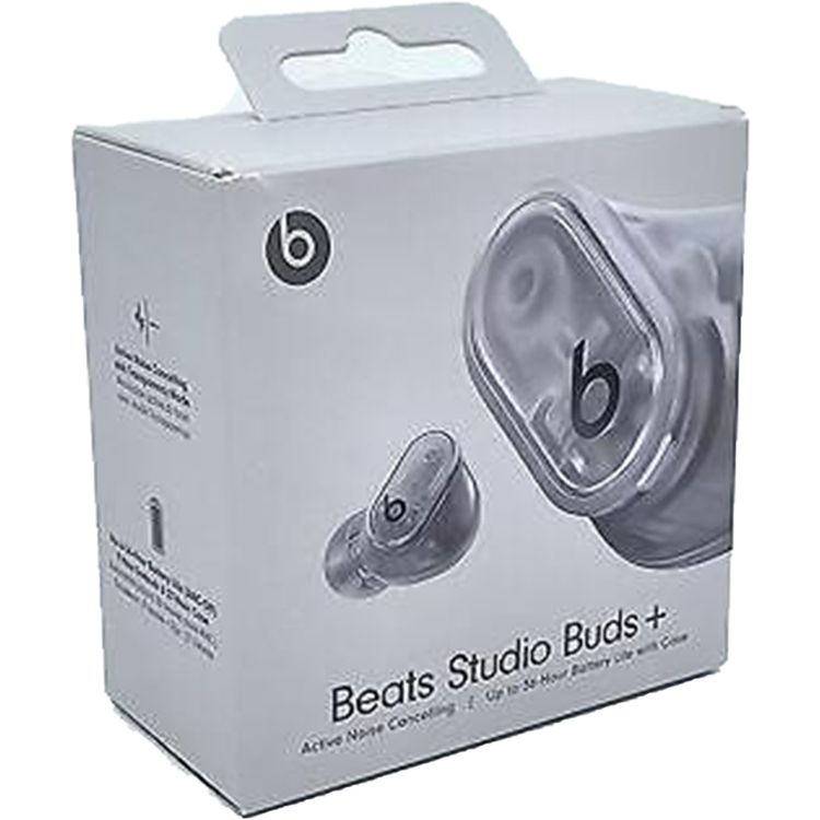 Beats Studio Buds with Dual Beamforming Microphones, Up to 1.6x more Active Noise Cancelling, Up to 36 Hours Playtime with Charging Case, 3x Larger Microphones for Crisp, Clear Calls, 8.2mm Driver Size, Lightweight - Transparent