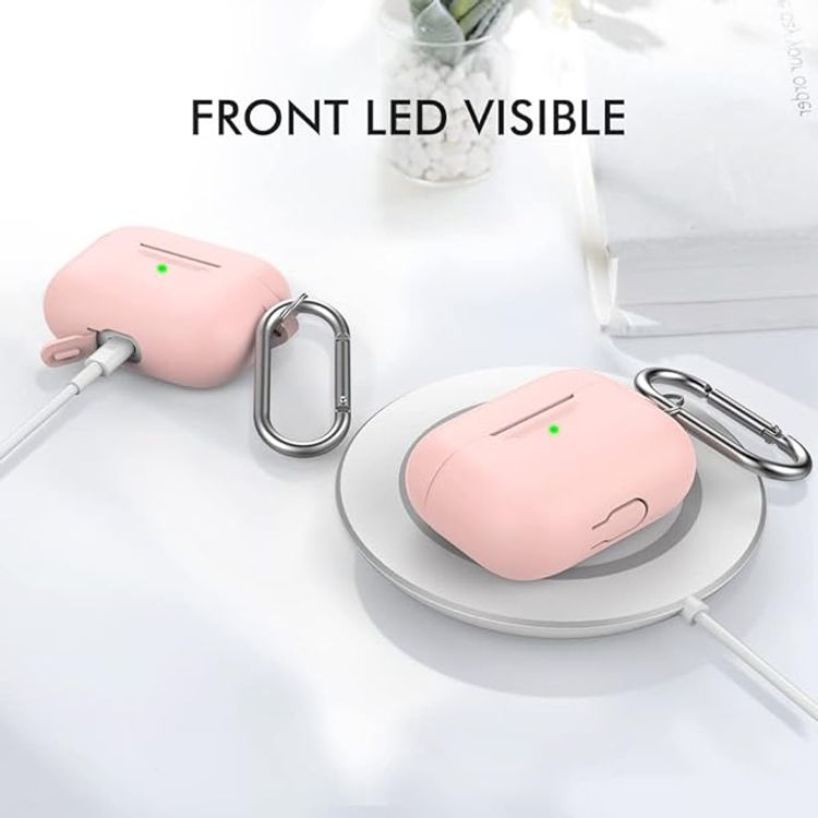 Ahastyle Retro 3D Design Premium Silicone Case with Carabiner Compatible for AirPods Pro - Ergonomic Classic Design - Dust & Shockproof Cover Supports Wireless Charging - Sakura Pink