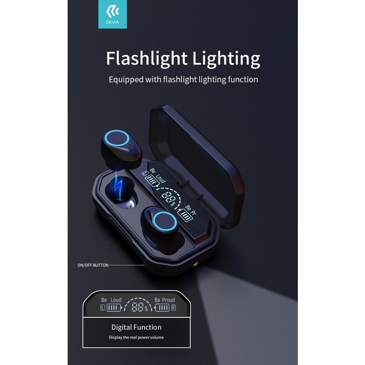 Devia Kintone Series Joy A12 Ultra Long Standby TWS Wireless Earphone - Black