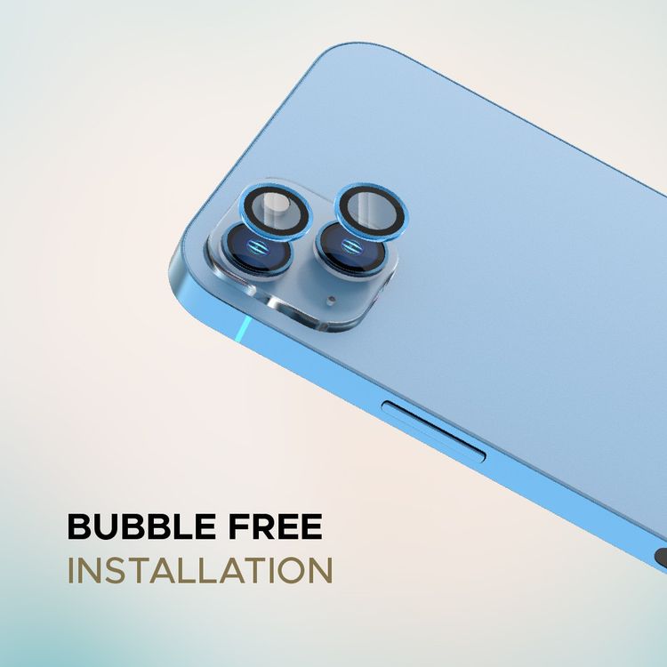 LEVELO واقي عدسة Lucent Duo متوافق مع آيفون 13 ميني و13 (قطعتين)، صلابة 9H، خالي من الفقاعات، نحيف للغاية وتغطية كاملة، واقي عدسة الكاميرا، مقاوم للخدش - أزرق