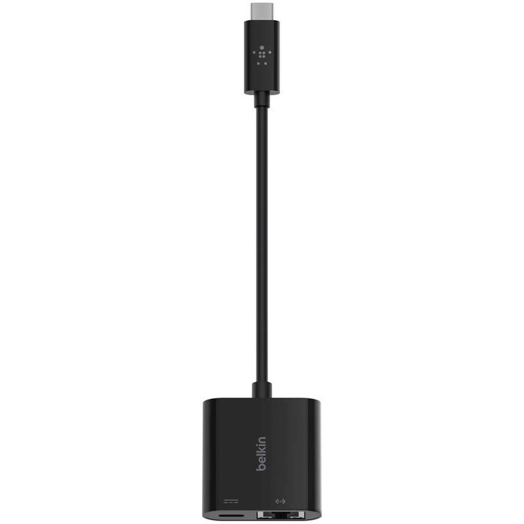 Belkin Adapter USB-C to Gigabit Ethernet 60W PD, Plug-and-play USB-C to Ethernet Adapter Compatible with Mac & Windows Laptops and other USB-C Devices - Black