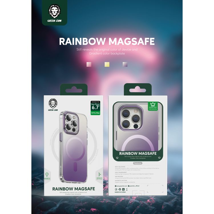 Green Lion Rainbow Magsafe Case iPhone 14 Plus - Pink