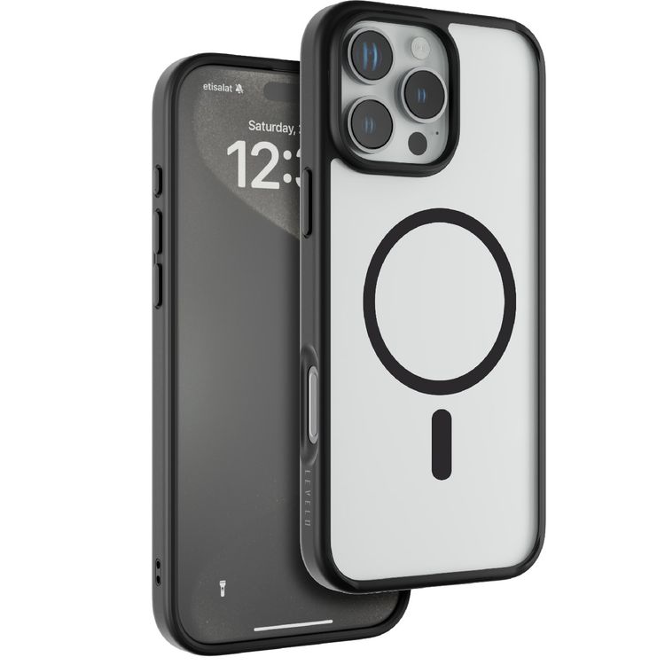 Levelo MagSafe Solo Case for iPhone 16 Pro, Clearview Technology, 3H Scratch Resistance, Hybrid Construction - Black
