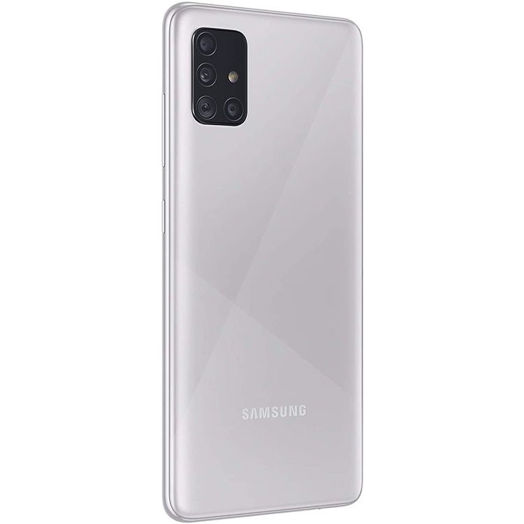 Samsung Galaxy A51 Smartphone Dual SIM 4G LTE 6GB RAM /  128 GB, Ultra High-Resolution Quad Camera, 4K Video, Exynos Chipset, 4000 mAh All Day Battery, LED flash, panorama, HDR Camera - Silver