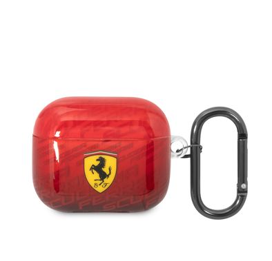 حافظة CG MOBILE Ferrari بتصميم نمط Scuderia Ferrari متوافق مع Airpods 3 - أحمر