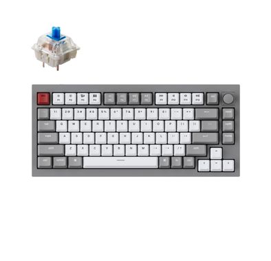 كي كرون لوحة مفاتيح ميكانيكية Q1 QMK Gateron Phantom مزودة بمقبض ومفتاح RGB ومفتاح أزرق وقابل للتبديل السريع المخصص | لوحة مفاتيح الألعاب بتصميم مريح - رمادي فلكي
