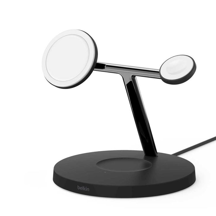 شاحن لاسلكي من بيلكن 3 في 1 شاحن لاسلكي سريع WIZ009MYBK - أبيض