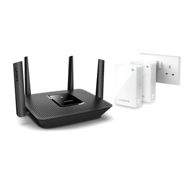 Linksys Mesh Wifi Router Mr8300 ثلاثي الموجات وعقدتين إضافيتين  - أسود