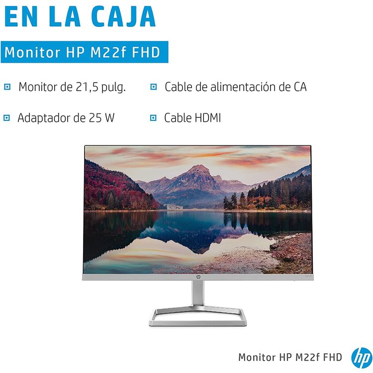 HP Monitor M22F Full HD IPS (21.5 Inch) - Silver Black - 22 Inch