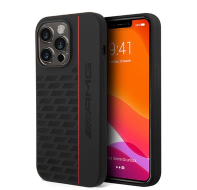 AMG Liquid Silicone Case - Carbon Pattern, Bumper Protection iPhone 14 Pro Compatibility - Black
