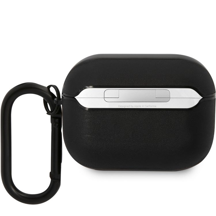 غطاء حماية من الجلد الأصلي من مجموعة CG MOBILE BMW Signature مع خطوط ملونة / قطع دقيق / جلد فاخر / مقاوم للصدمات متوافق مع Airpods Pro - أسود