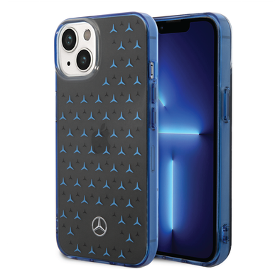 Mercedes-Benz Double Layer PC/TPU Case with Large Star Pattern iPhone 14 Compatibility - Black / Blue