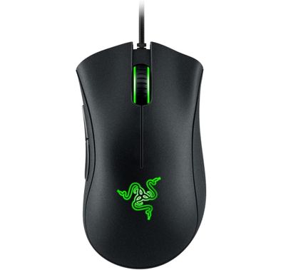 ماوس الألعاب ريزر DeathAdder الأساسية  مع مستشعر ضوئي 6،400 نقطة في البوصة ، RGB Light - تكنولوجيا حائزة على جوائز متعددة ، شكل مريح - أسود