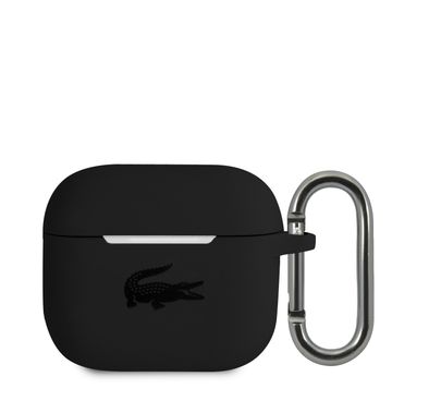 Lacoste Liquid Silicone Airpods Case with Glossy Printing Logo AirPods 3 - Black