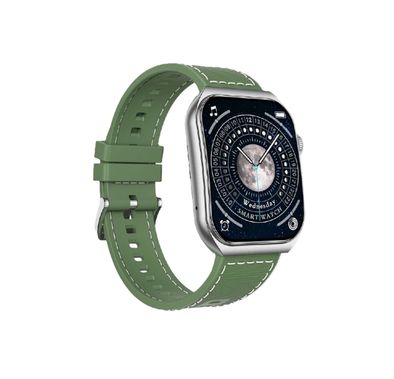 Swiss Military Alps 3 Smartwatch, 1.96" AMOLED Curved Glass Display, 1 Week Battery Life, Wireless Charging, Water Resistance, Receive and Makes Calls - Green Silicon Strap