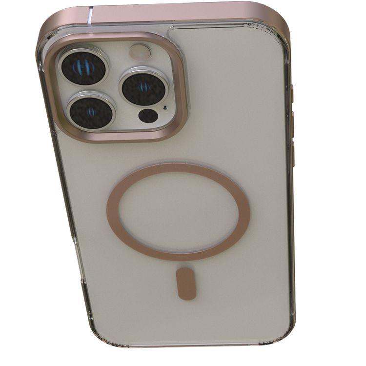 Levelo Claire Magsafe Case with Aluminum Bumper Case for iPhone 16 Pro, Hybrid Case, MagSafe Compatibility - Rose Gold Titanium