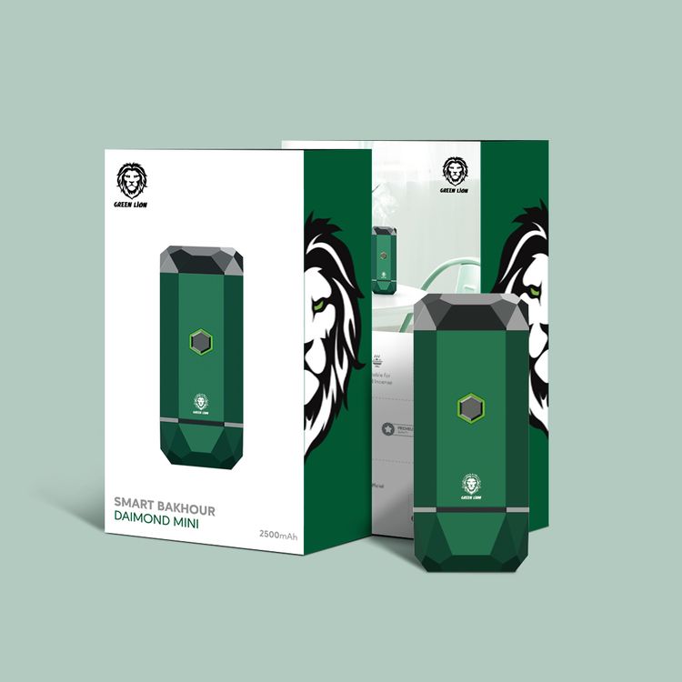 Green Lion Dimond Mini Smart Bakhour, Nanotechnology Concentration, Silent Burner, Inhibition of Bacteria, USB Rechargeability - Green