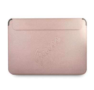 CG MOBILE Guess PU Saffiano Script Computer Sleeve 13" Elegant Notebook Bag for MacBook, Portable Storage Bag Suitable for Outdoor, Business, Office, School Officially Licensed Pink