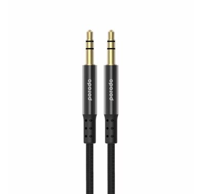 Porodo Metal Braided AUX Cable 1.2M 3.5mm Jack - Black