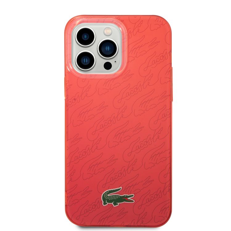Lacoste Hard Case IML Double Layer & Dyed Bumper Signature Pattern - iPhone 14 Pro Max - Red