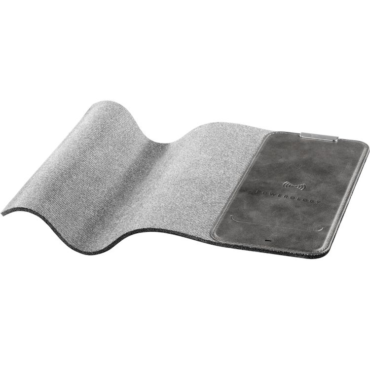 Powerology Rolled Up Qi Wireless Charging Mouse Pad 15W, Case-Friendly, Fast Wireless Charging Mouse Mat Compatible for 12/12 Pro/12 Pro Max/11/11 Pro/11 Pro Max