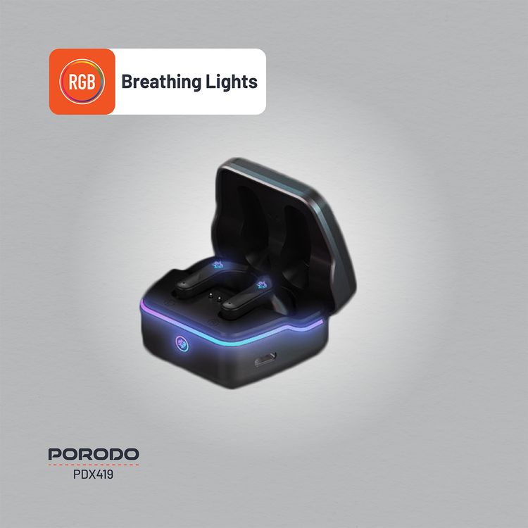 سماعات الأذن للألعاب من بورودو، بزمن استجابة منخفض للغاية، سعة بطارية 400 مللي أمبير في الساعة، وقت تشغيل 6 ساعات، بلوتوث 5.4، وقت استجابة أقل من 60 مللي ثانية، دعم ميكروفون مزدوج مع خاصية ENC، واجهة شحن من النوع-C - لون أسود