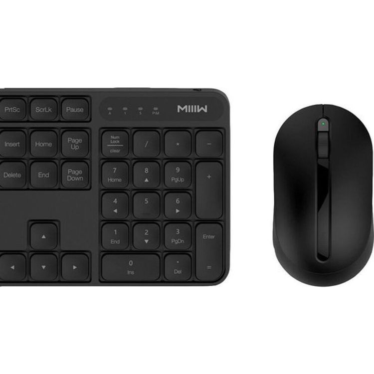 Xiaomi MWWC01 Wireless Keyboard Mouse Combo, Stylish Slim Rechargeable Keyboard 104 Keys Full-Size Quiet Rechargeable Keyboard Mouse Set for Windows Computer Laptop - Black