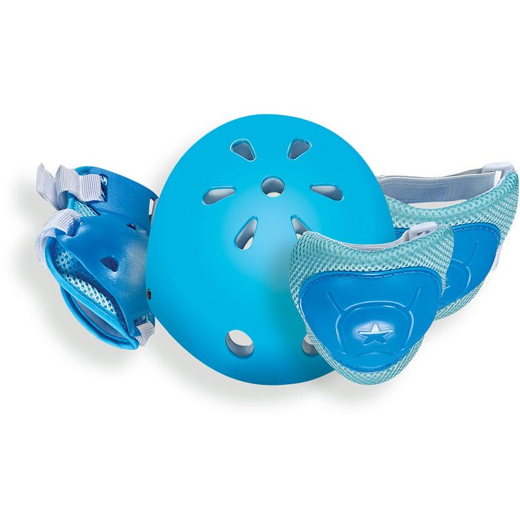 Porodo Lifestyle Electric Kids Scooter 200W with Helmet & Knee Pads Suitable for Kids, LED Light Strip, Foldable Aluminum Frame with Anti-Slip Handles, 10km Riding Range, 14Km/h Max Speed Cruise Control - Blue