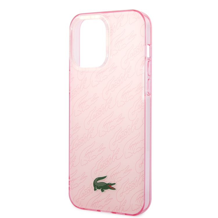 Lacoste Hard Case IML Double Layer & Dyed Bumper Signature Pattern - iPhone 14 Pro Max - Pink