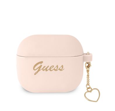 جيس GUA3LSCHSP حافظة سيليكون لأجهزة ابل إيربودز 3 و مجموعة ساحرة مع خاتم شكل قلب - وردي