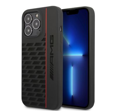 AMG Liquid Silicone Case with Carbon Pattern iPhone 13 Pro Max- Black