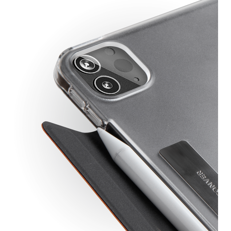 Viva Madrid Conver Case With Foldable Stand Clear Case with Integrated Apple Pencil Holder, Anti-Scratch, Shock-Absorption & Drop Protection Cover Brown - iPad Pro 11" (2021)