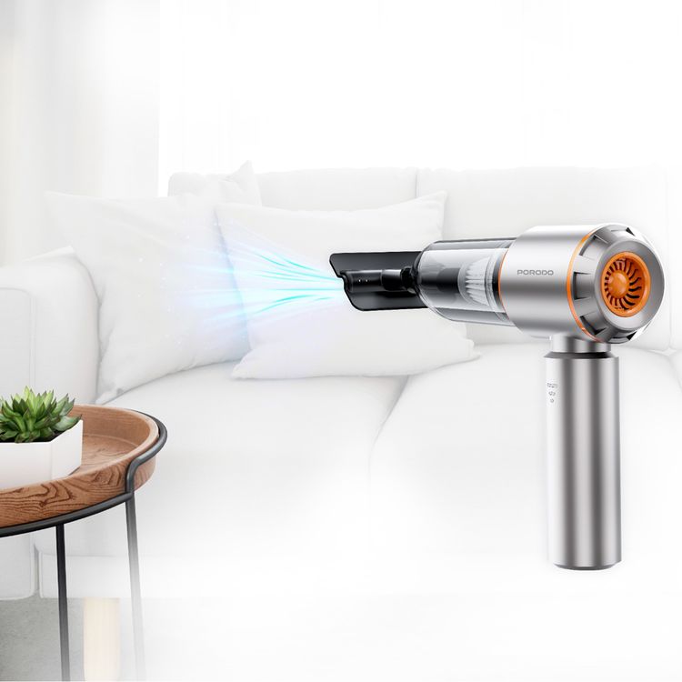 Porodo Lifestyle Dual Mode Air Duster & Vacuum, 3 Speed Level, 15kPa Suction Power, Washable HEPA Filer, 2000mAh Battery Capacity, 200 mL Vacuum Bin, Type-C Charging Port, 100W Brushless Motor - Black