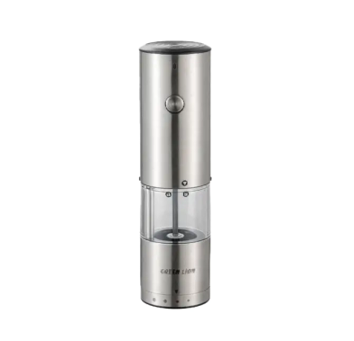 Green Lion Portable Salt & Pepper Grinder, One Hand Operation, Adjustable Coarseness - Silver