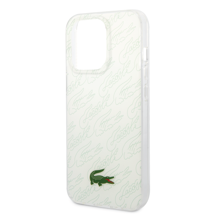 Lacoste Hard Case IML Double Layer & Dyed Bumper Signature Pattern - iPhone 14 Pro - White