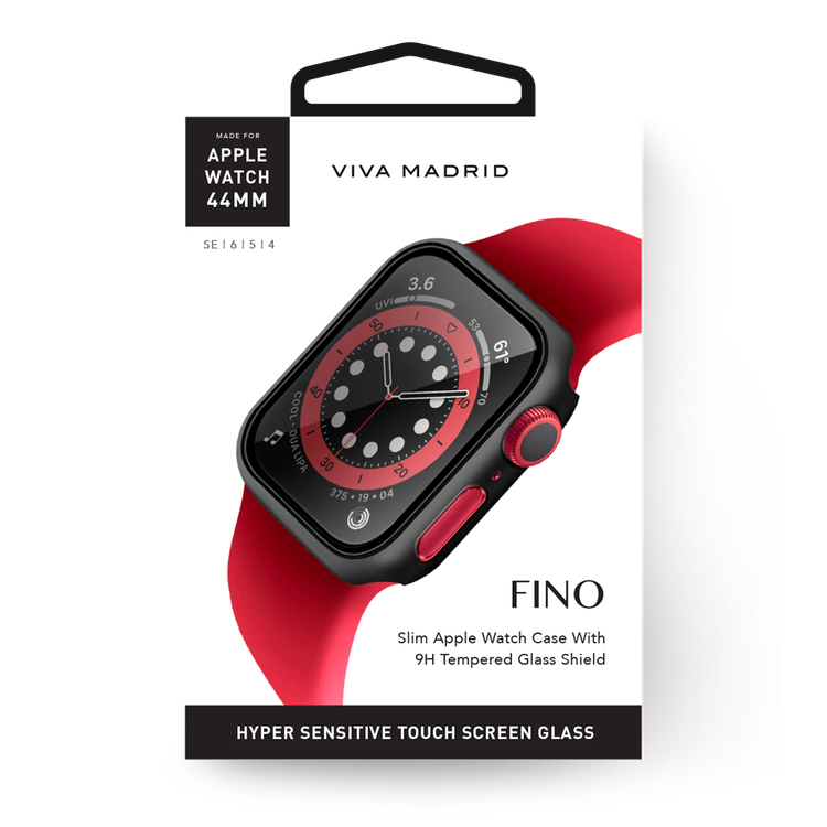 جراب واقي شاشة فيفا مدريد فينو متوافق مع ساعة ابل ، جراب واقٍ كامل من ممتص الصدمات ، جراب بديل ماص للصدمات ومضاد للخدش متوافق مع 42 / 44 ملم -اسود-