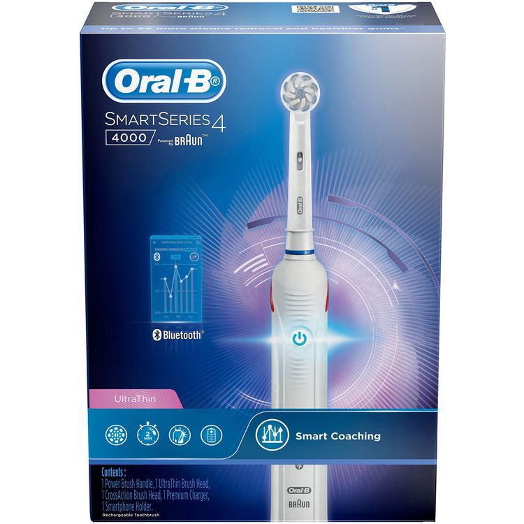 Oral-B Smart 4 4000N Rechargeable Tooth Brush With Bluetooth Connectivity - White