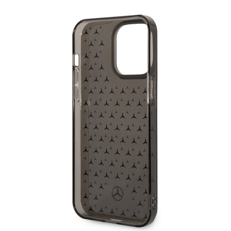 Mercedes-Benz Double Layer PC/TPU Case with Large Star Pattern iPhone 14 Pro Max Compatibility - Black / Silver
