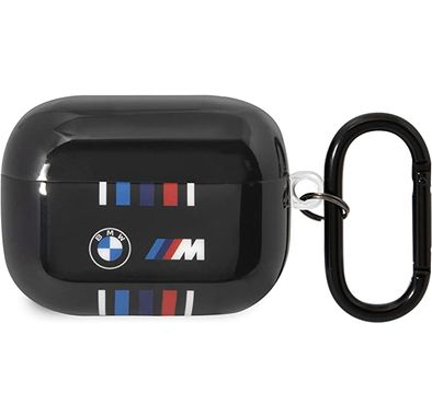 BMW M Collection Airpods Cases TPU Colored Multiple Lines And Logo Printed Glossy Compatible with Airpods Pro - Black