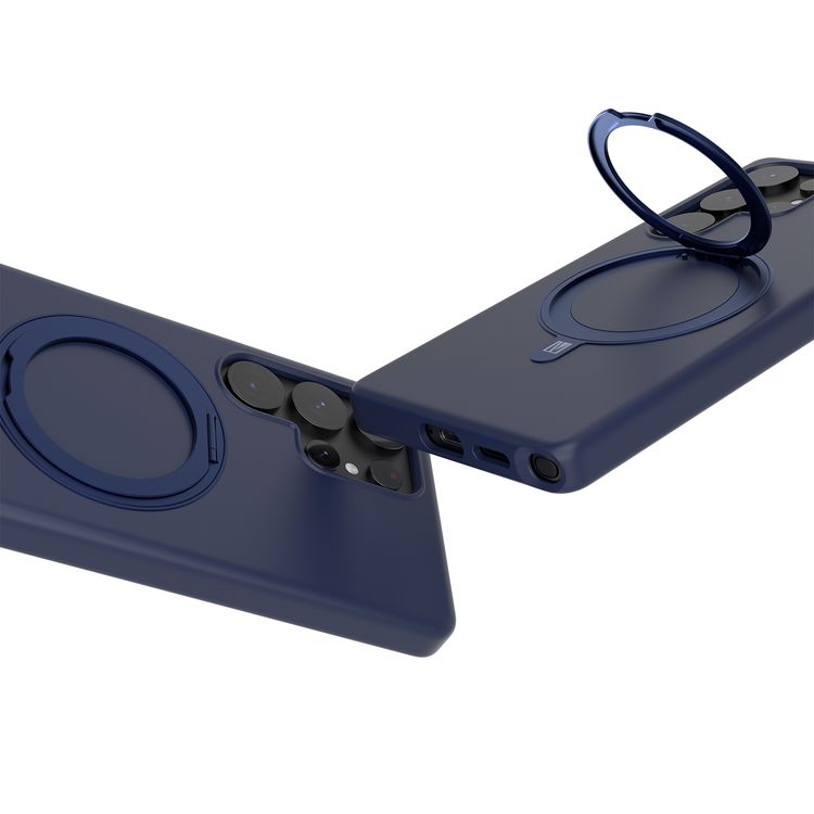 حافظة Levelo Iris Pro من السيليكون السائل متوافقة مع Magsafe لهاتف Samsung Galaxy S25 Ultra، مسند مدمج، سيليكون سائل ممتاز، زوايا مقاومة للصدمات - أزرق