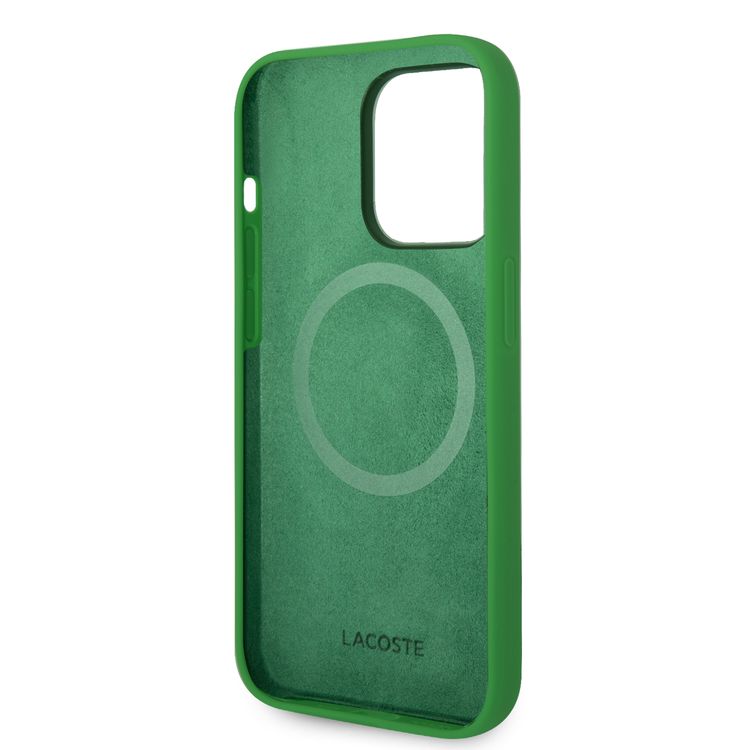Lacoste iPhone 15 Pro For HC Magsafe Silicone Croc Logo - Green