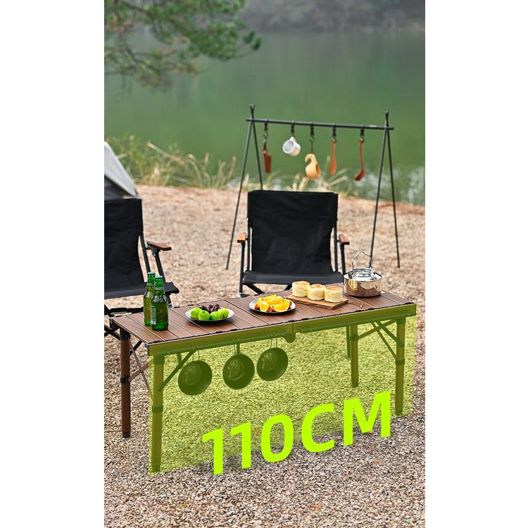 Porodo Lifestyle Portable Folding Camping Table with Detachable Stove and Mesh, 150kg Load Capacity, 45.5 to 58cm Height Range, Aluminum Material - Brown