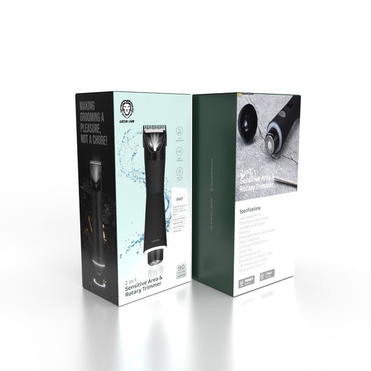 Green Lion 2 in 1 Groin Body Cordless Beard Trimmer and Shaver - Black