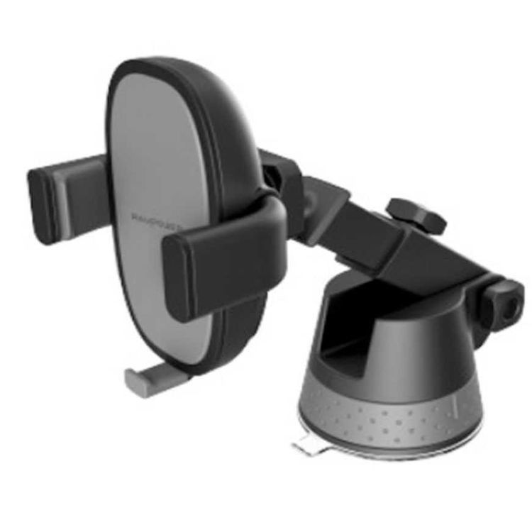 RAVPower Fast Wireless Charging Car Holder 10W with Suction Base - Auto Lock & Release - 360° Rotation - View in Landscape / Portrait - Adjustable Grip Car Phone Holder - Black
