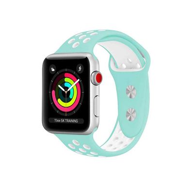 iGuard by Porodo Nike Watch Band, Fit & Comfortable Replacement Wrist Band, Adjustable Straps Compatible for Apple Watch 40mm / 38mm - Mint Green / White