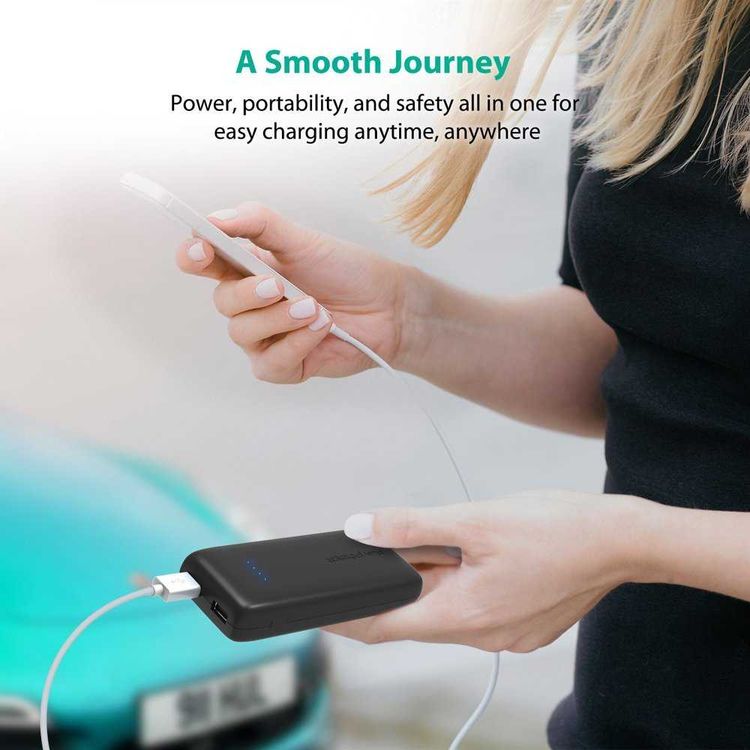 RAVPower External Battery Pack - Small Power Bank 12000mAh - Fast Charging Portable Charger Powerbank with Fire-Retardant Shell & 10 Layer Protection - Travel-friendly - Black