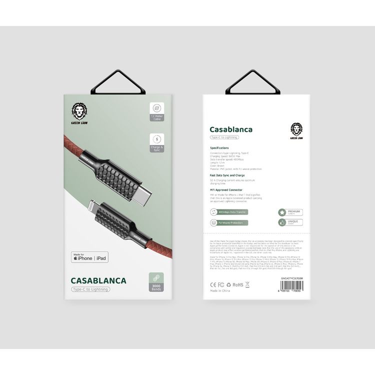 Green Lion Casablanca Type-C إلى Lightning - بني