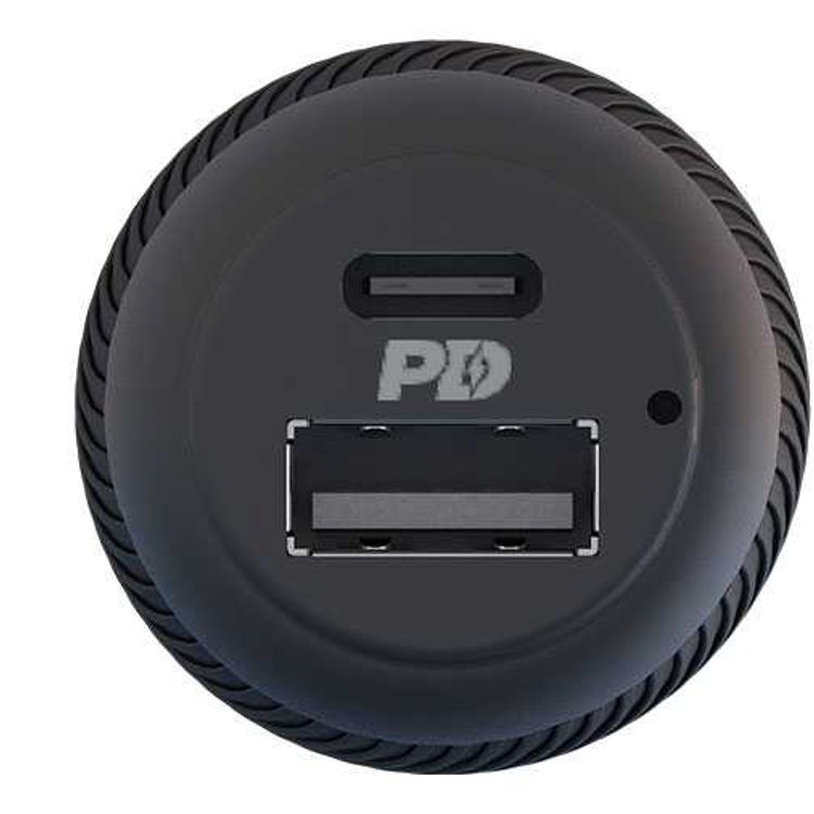 Powerology شاحن سيارة بمنفذ مزدوج 32 وات USB 2.4A + PD 18 وات مع كابل إضاءة من النوع C إلى Mfi