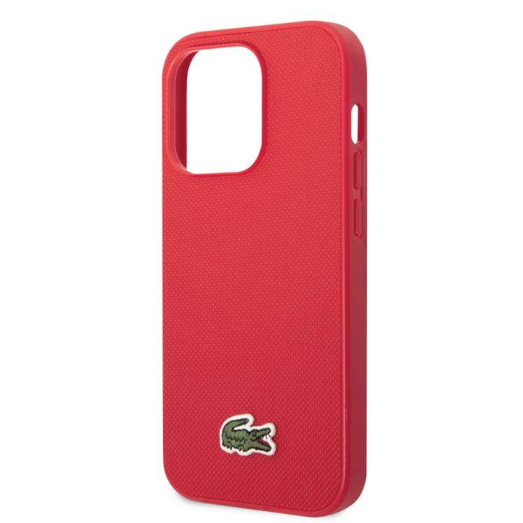 Lacoste HC MagSafe Iconic Petit Pique PU Woven Logo for iPhone 15 Series - Red - iPhone 15 Pro Max